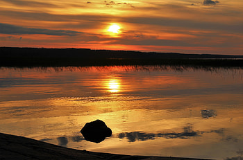 Nature, Sunset, Stones, Sun, Lake, Reflection HD wallpaper