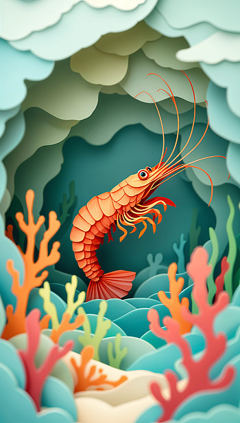 Coral Shrimp Oasis | Seabed Shrimp Dream | Papercut Shrimp Cove | Neon Shrimp HD phone wallpaper
