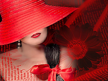 Red Hat, beautiful, nice, woman, pretty, red, lips, romantic, she, female HD wallpaper