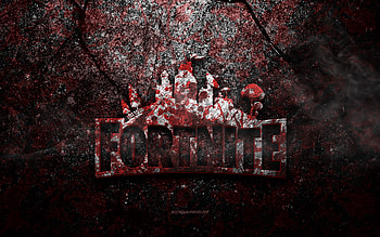 Fortnite logo, grunge art, Fortnite stone logo, red stone texture, Fortnite, grunge stone texture, Fortnite emblem, Fortnite 3d logo HD wallpaper