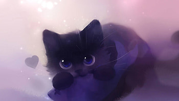 pics cute black cat 2d animated quality background HD wallpaper