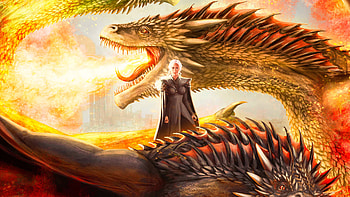 Mother of dragons, daenerys targaryen, art, mother, dragon, game, girl, of thrones, orange HD wallpaper