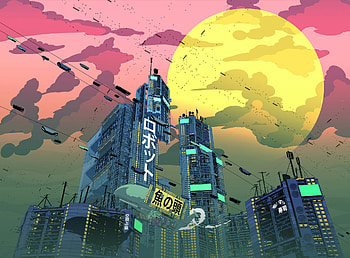 City, Japanese, Building, Skyscraper, Futuristic, Sci Fi, Cloud, Sun HD wallpaper
