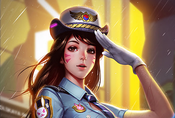 Officer D.VA, art HD wallpaper