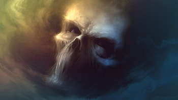 Skull Clouds, skull, clouds, artist HD wallpaper