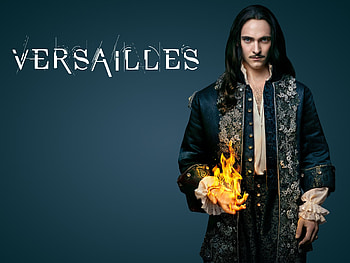Versailles (2015), blue, tv series, man, poster, george blagden, actor, versailles, fire, afis HD wallpaper