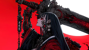 Anime Girl with Sword - Striking Red Warrior, Anime, anime girl, sword, red anime HD wallpaper