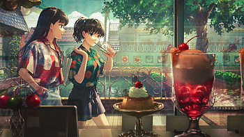 Sunlit Café Stroll — Anime Girls, Anime, girl, anime girl HD wallpaper