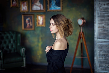 Girl Indoor Black Clothing, girls, model HD wallpaper