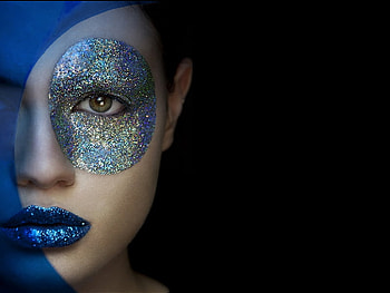 Shines, blue, eyes, face, lips, woman, beauty, female HD wallpaper
