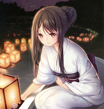 Festival, anime, cute, lanterns HD phone wallpaper