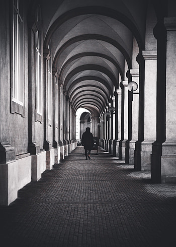 Architecture, Building, Silhouette, Miscellanea, Miscellaneous, Corridor, Arch, Arches, Column, Columns HD phone wallpaper
