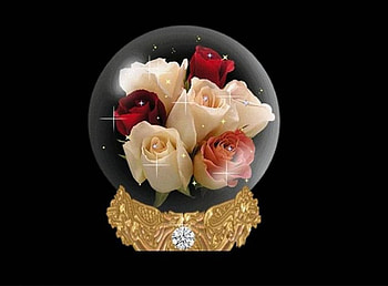 Rose Ball, ornament, roses, glass ball, on black HD wallpaper