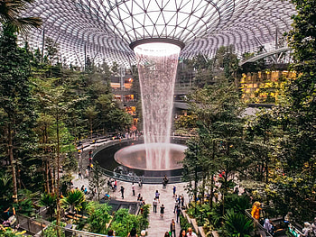 Singapore Changi International Airport, Jewel Changi Airport, Changi Singapore, Indoor waterfall HD wallpaper