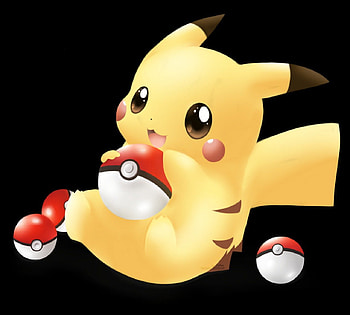 Pikachu, sweet, brown eyes, black, cute, dark, kawaii, anime, pokeball, adorable, lovely, pokemon HD wallpaper