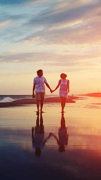 Love Story, Beach Background, sunset HD phone wallpaper