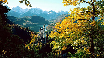cute castle in the mountains of colors, cute, colors, mountains, castle HD wallpaper