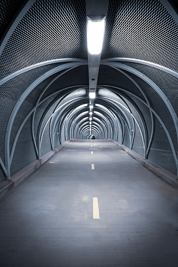 Minimalism, Road, Bridge, Design, Construction, Symmetry, Tunnel HD phone wallpaper