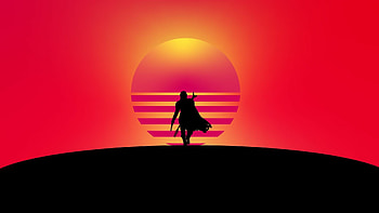 Minimal silhouette, The Mandalorian 2020, , Striking background HD wallpaper