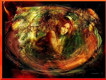 in my fractal, fractal, fantasy, woman, red HD wallpaper
