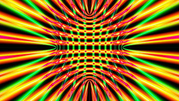 Green Yellow Pink Stripes Rays Intersection Abstraction Abstract HD wallpaper