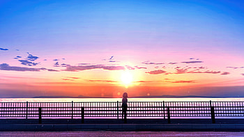 Memories Of My Travels, anime-girl, anime, sunset, sunrise, artist, artwork, digital-art, pixiv HD wallpaper