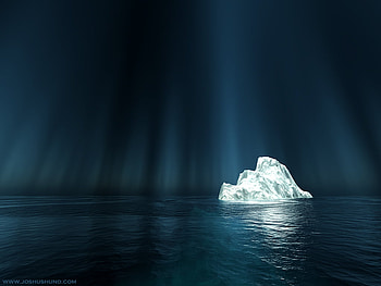 Why Do I Always Have To Be Alone?, dark blue, rays, white, reflection, iceberg, water, solitude HD wallpaper