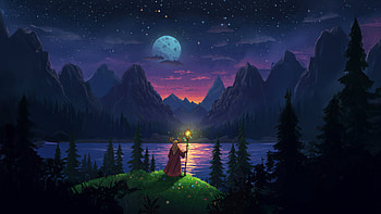 The Lunar Guardian, artist, artwork, art, digital-art, deviantart HD wallpaper