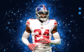 James Bradberry, , cornerback, New York Giants, american football, NFL, James Bradberry IV, blue neon lights, James Bradberry New York Giants, James Bradberry HD wallpaper