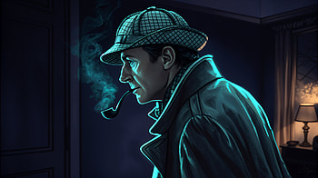Sherlock Holmes: Mystery, Sherlock Holmes, detective, pipe, Noir HD wallpaper