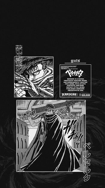 Guts (from Berserk), Art, Night, Miura, 2022, Berserk, Black, Swordsman, , Kentaro, Design, Anime, Skull, Slayer, Manga HD phone wallpaper