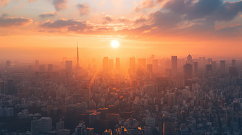 Tokyo Sunset Skyline, Tokyo HD wallpaper