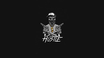 Hustle, skull, black, dark, artist, artwork, digital-art HD wallpaper