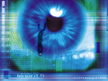 Eye, blue, digital, scan, connecting, connection HD wallpaper