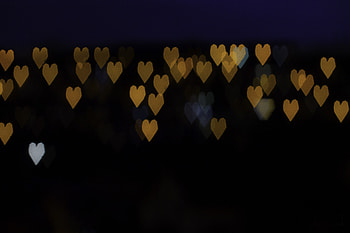 Bokeh, hearts, night HD wallpaper