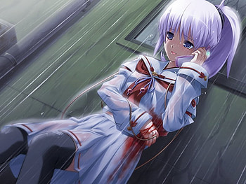 emergancy call, rain, anime, injury, girl, call HD wallpaper