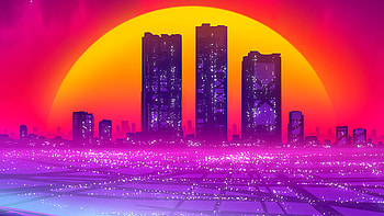 Buildings Fall Synthwave, synthwave, retrowave, artist, artwork, digital-art, artstation HD wallpaper