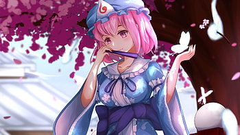 Light Pink Eyes Anime Girl With Blue White Dress Anime Girl HD wallpaper