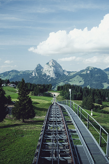 Landscape, Nature, Mountains, Railway, Rails HD phone wallpaper