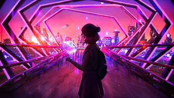 At Quartz Bridge , scifi, synthwave, vaporwave, artist, artwork, digital-art, artstation HD wallpaper