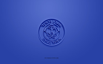 Hapoel Afula FC, creative 3D logo, blue background, Liga Leumit, 3d emblem, Israel Football Club, Afula, Israel, 3d art, football, Hapoel Afula FC 3d logo HD wallpaper