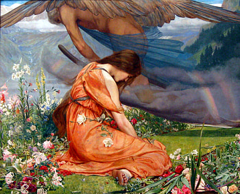 The Garden Of Adonis - Amoretta and Time, painting, art, garden, flowers, angel, woman HD wallpaper