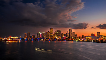 Miami travels, Night city , USA skyscrapers, Urban lights HD wallpaper