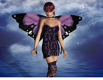Fairy, fantasy, sky, butterfly wings, water HD wallpaper