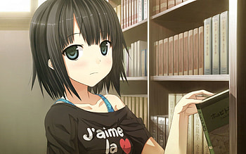 Anime, Books, Girl, Library HD wallpaper