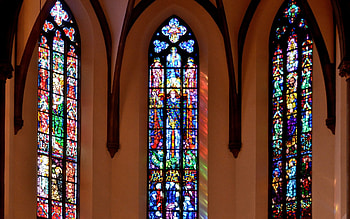 Stained Glass in Church, France, stained glass, windows, church, archangel Michael HD wallpaper