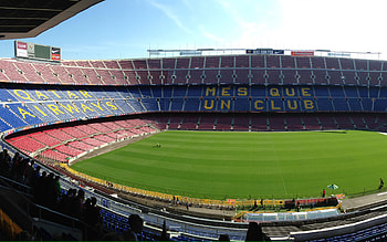 Camp Nou Stadium, Barcelona, Football stadium, Catalonia flag HD wallpaper