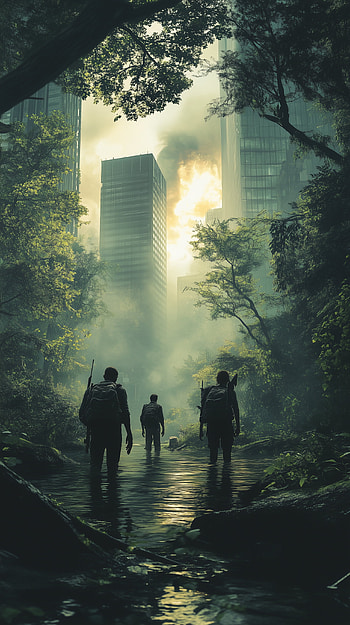 Nature's Resilience: A Post-Apocalyptic Cityscape, post apocalyptic, cityscape, nature HD phone wallpaper
