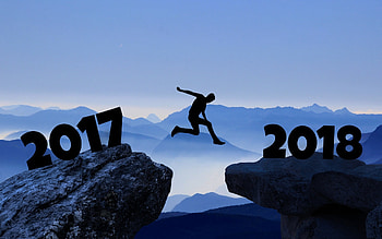 Artwork Of 2017 Year Man Jumping Into 2018, artwork, art HD wallpaper