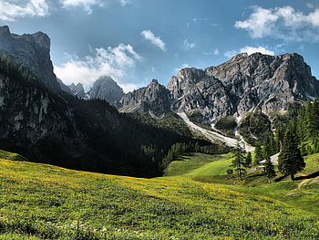 Scenery, landscape, clouds, fields, sky, beautiful, nature, amazing, mountains HD wallpaper